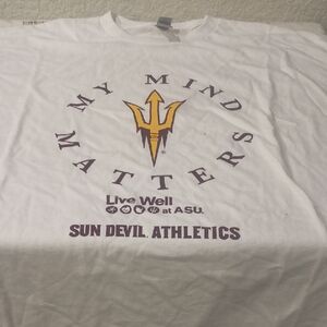 Gildan White Tee with Purple and Gold Design